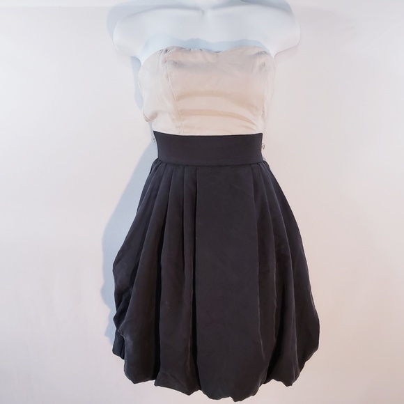 H &‎ M Strapless Dress Size 8 Bandeau Black Beige P - Picture 7 of 8